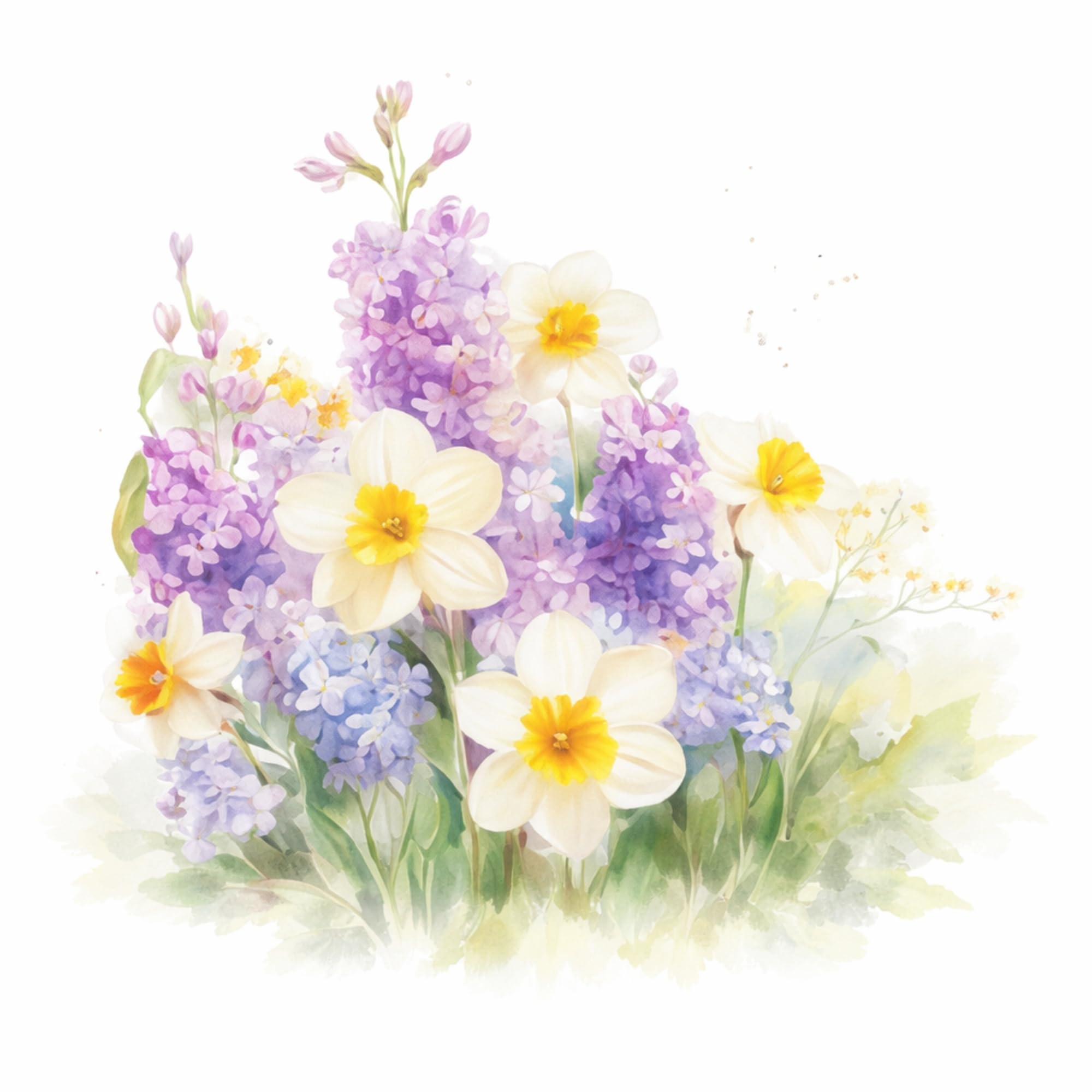 4 x Paper Napkins/33cm/3Ply/Decoupage/Spring Flowers/Lilacs/Daffodils