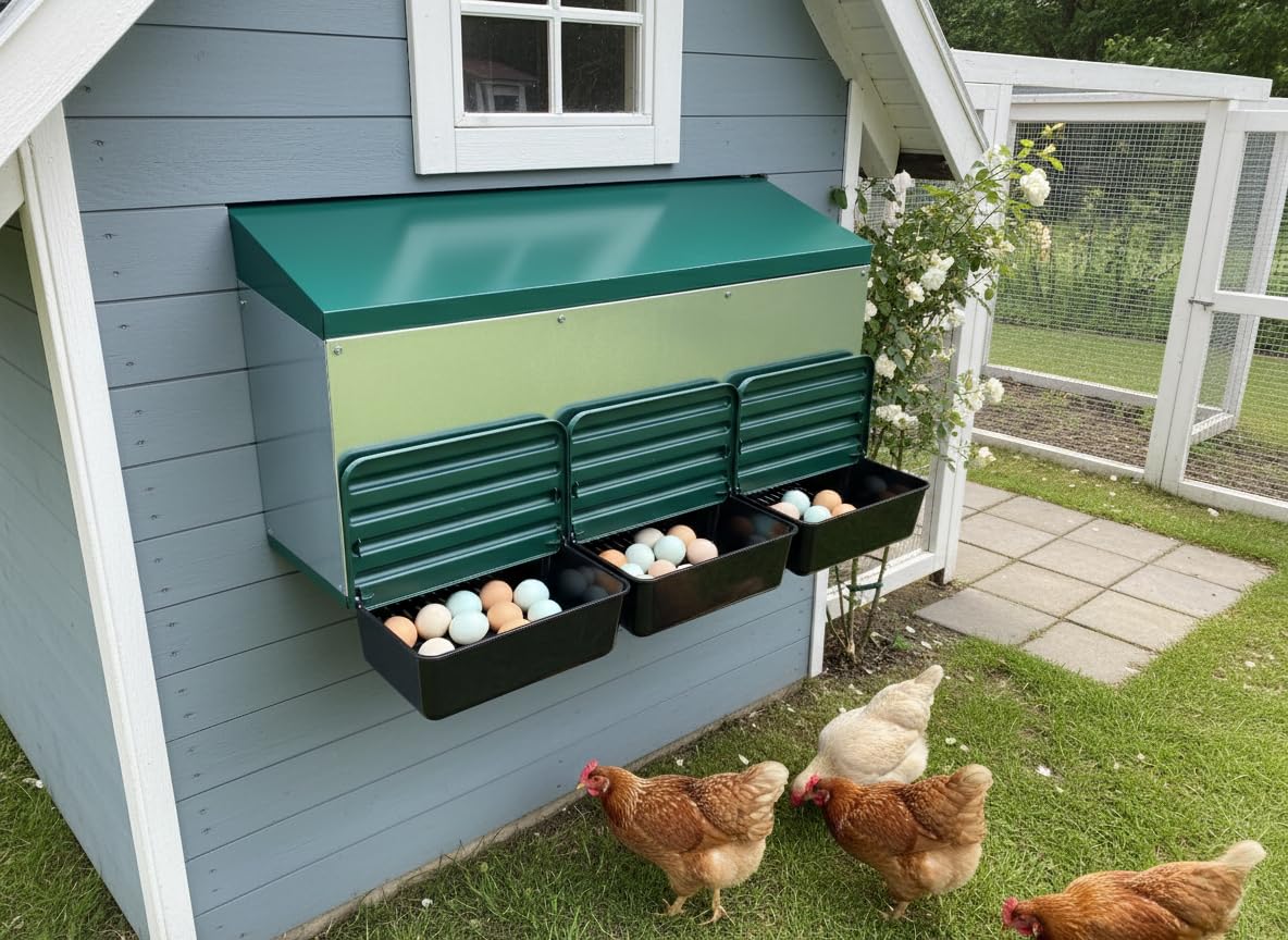 Agrarzone Nido per galline esterno 3 scomparti - Metallo Robusto & Resistente alle intemperie - Facile Pulizia - Raccolta uova esterna - Ideale per razze grandi