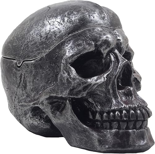 Miniatura 2 de Home-n-Gifts - Tenebroso cenicero con forma de cráneo humano con tapa para Halloween Esqueletos, calaveras y estatuillas decorativas. Regalos para