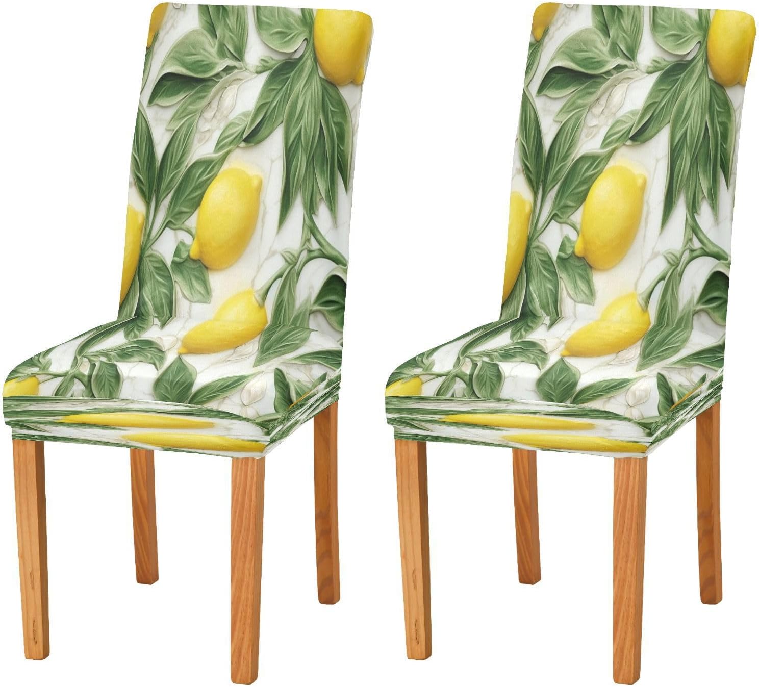 ALAZA Lemon Print Flower Dining Room Chair Slipcovers Dining Chair Covers Parsons Chair Slipcover Office Chairs Stretch Chair Covers for Dining Room