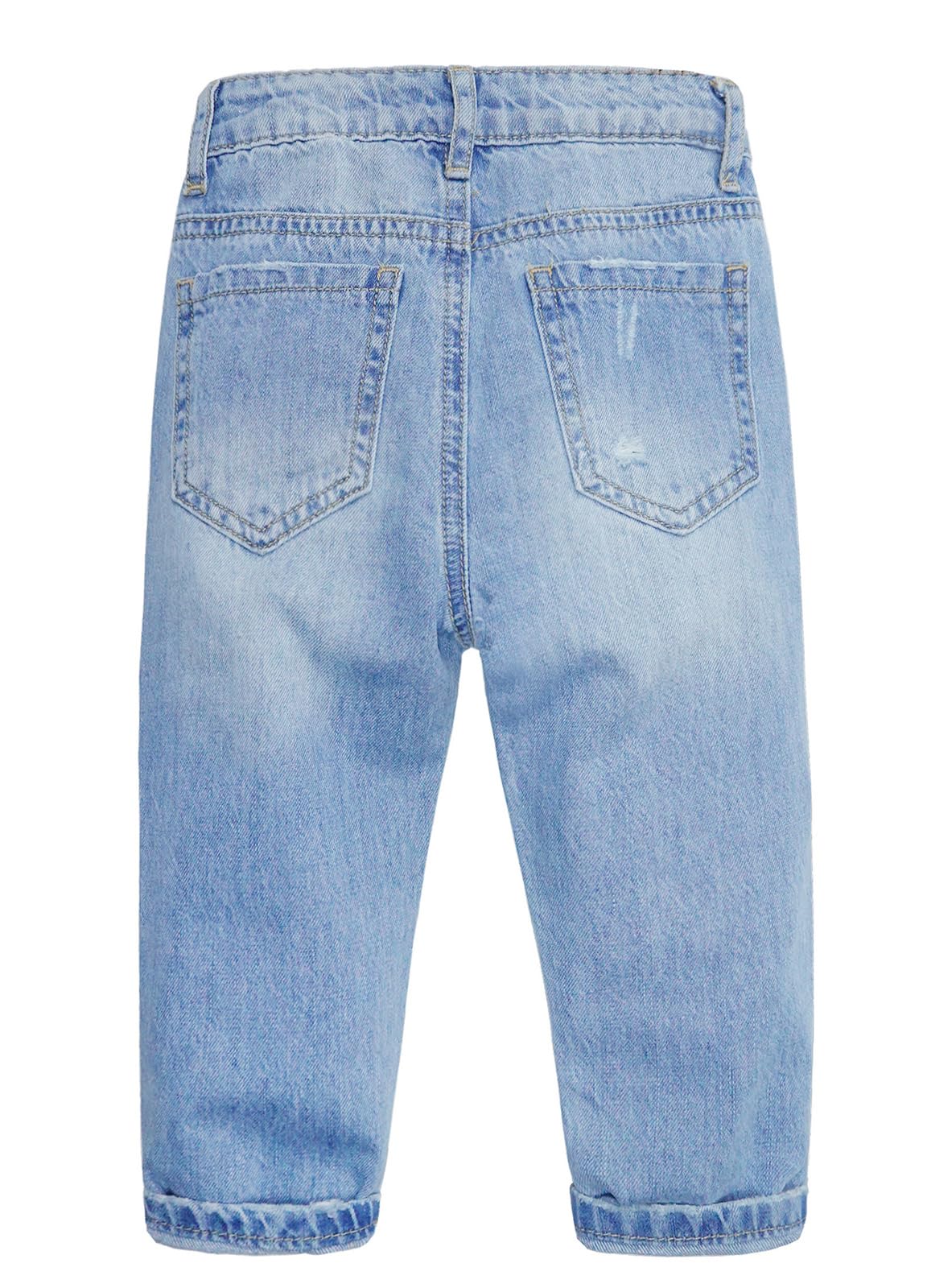 KIDSCOOL SPACE Jeans bébé garçon, Pantalon Bande élastique Denim déchiré Doux l'intérieur