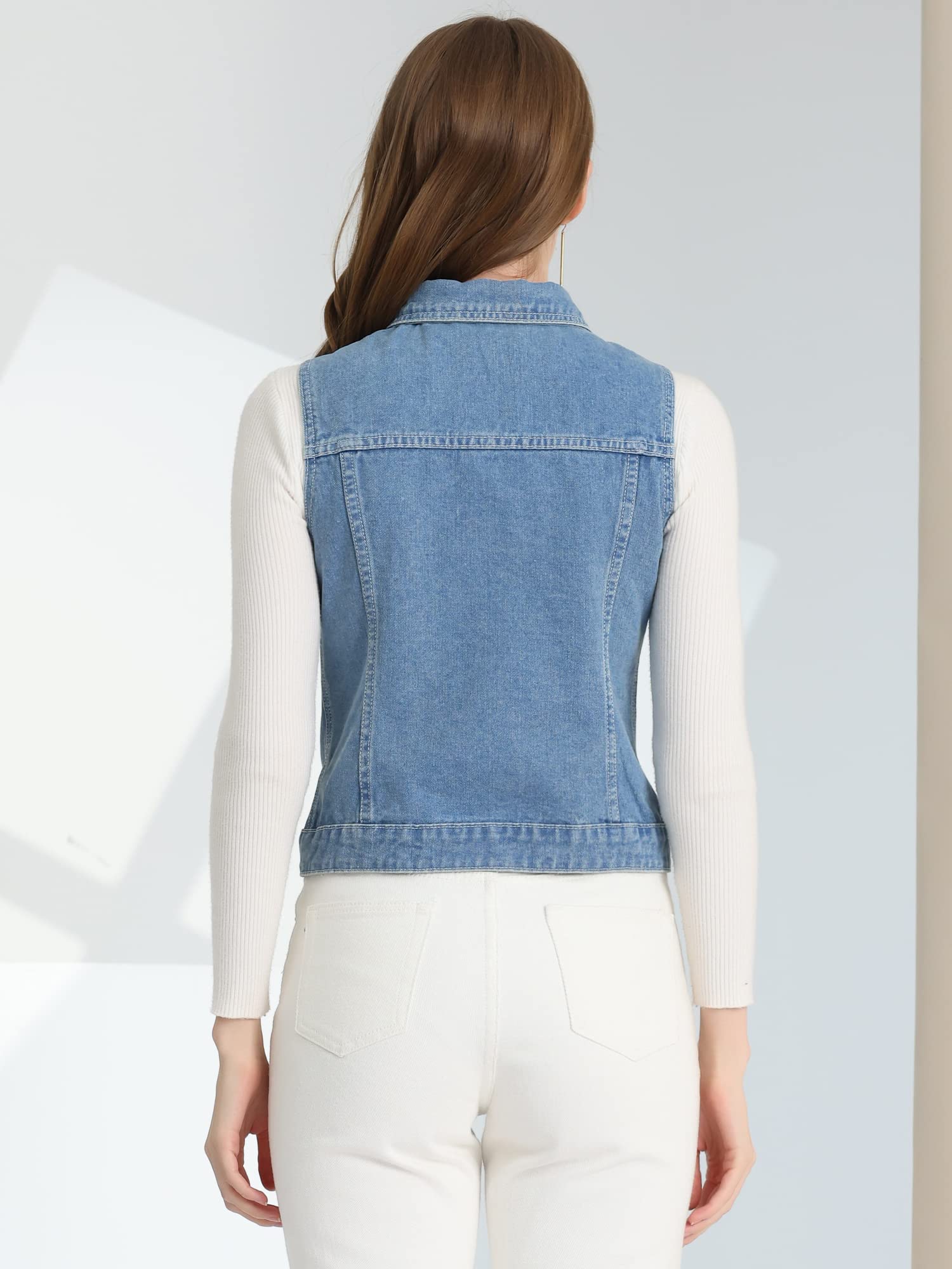 Allegra K Coat Gilet en jean Femme
