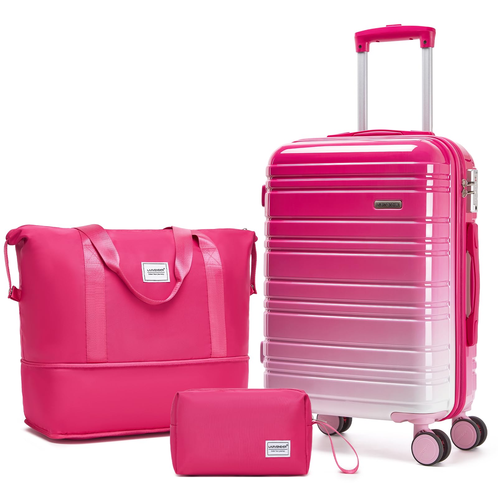 LARVENDER Carry on Luggage Sets 3 Piece, 20in Suitcase Set, Berry Sparkling