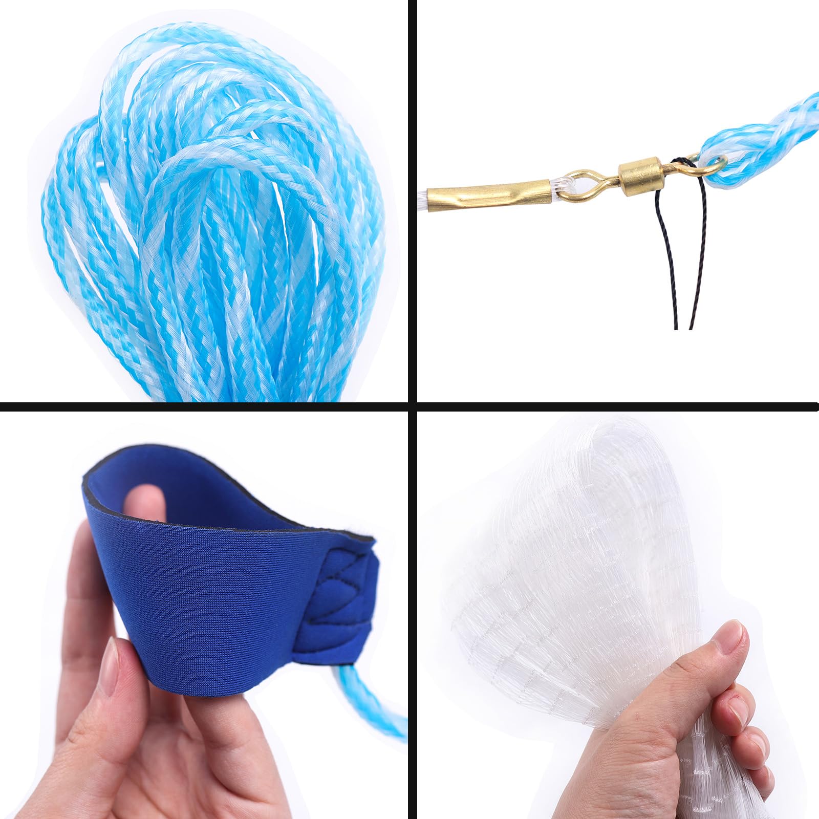 Fischernetz Wurfnetz zum Fischen Salzwasser-Fischnetz Fischernetze mit Aluminiumring Monofilament-Material Fischernetze Durchmesser 1,8m/ 2,4m/ 3,0m/ 3,6m/ 4,2m