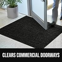 Vista 5 de GORILLA GRIP Tapete impermeable para puerta de protección de tráfico, 47 x 35 pulgadas, tapetes de entrada resistentes, tapetes comerciales con Negro