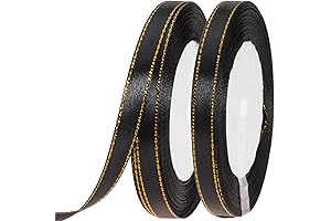 50 Yards Black Gold Ribbon