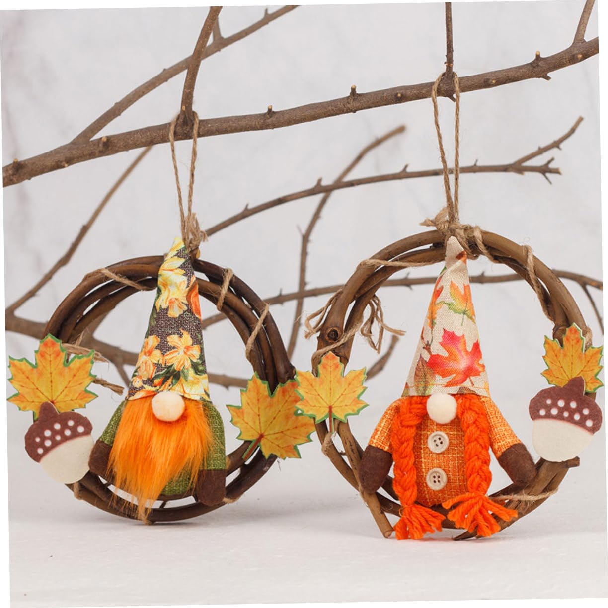 6stücke Herbstkranz Mit GNOME Dekorative Türkränze Für Thanksgiving Und Herbstfest Aus Rattan Und Ahornblättern Für Zuhause Und Feiern