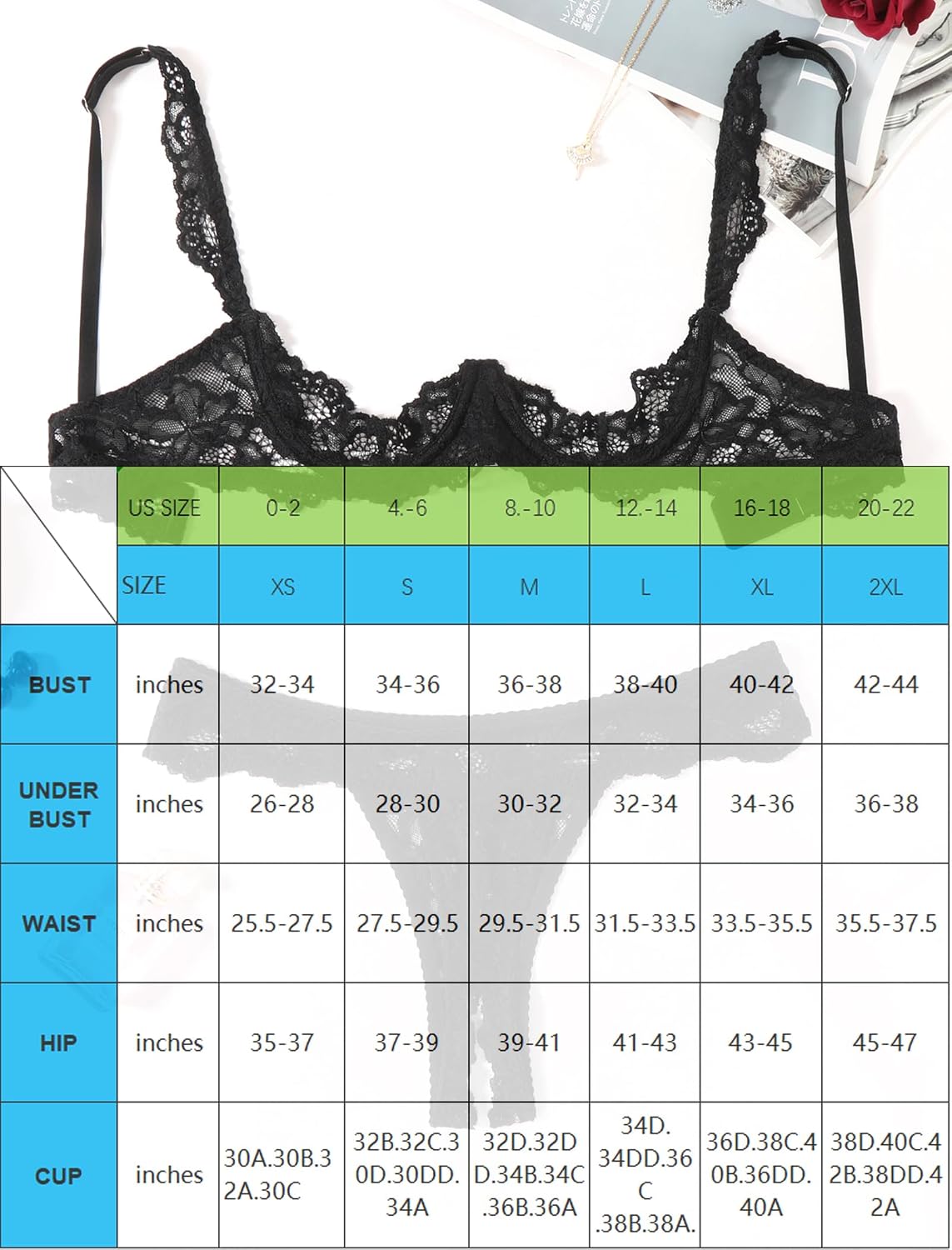 Avidlove Sexy Lingerie Set for Women Underwire Lace Bra and Panty Sets