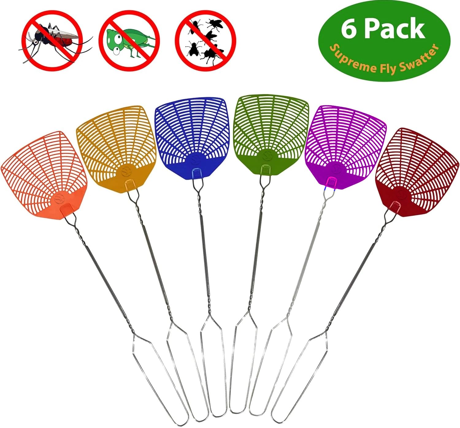 Supreme 6-Pack Fly Swatters - Bug Control -9