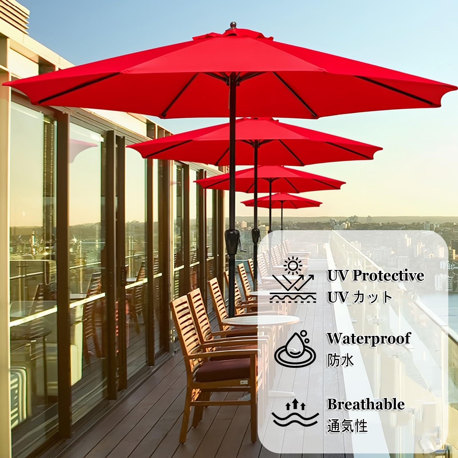 Generisch Sonnenschirmdach Ersatzbezug 200/270/300cm 6/8 Rippen UV-Schutz Sonnenschirmdach wasserdichte Schirmhülle für Balkon Garten Pool und Strand (Braun 6)