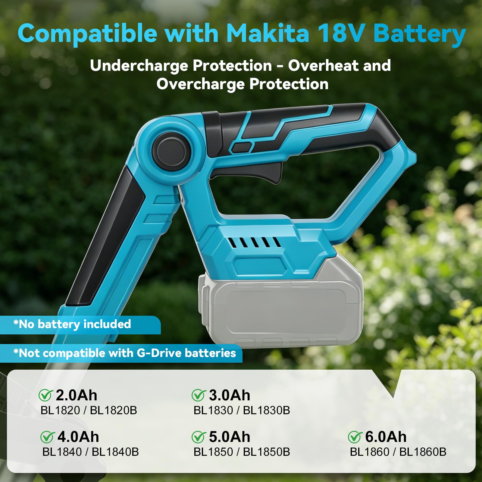 Desbrozadora con Ruedas Cortabordes Inalámbrica Compatible con Makita 18V | Motor sin Escobillas de 1300W, para Césped Jardín Patio
