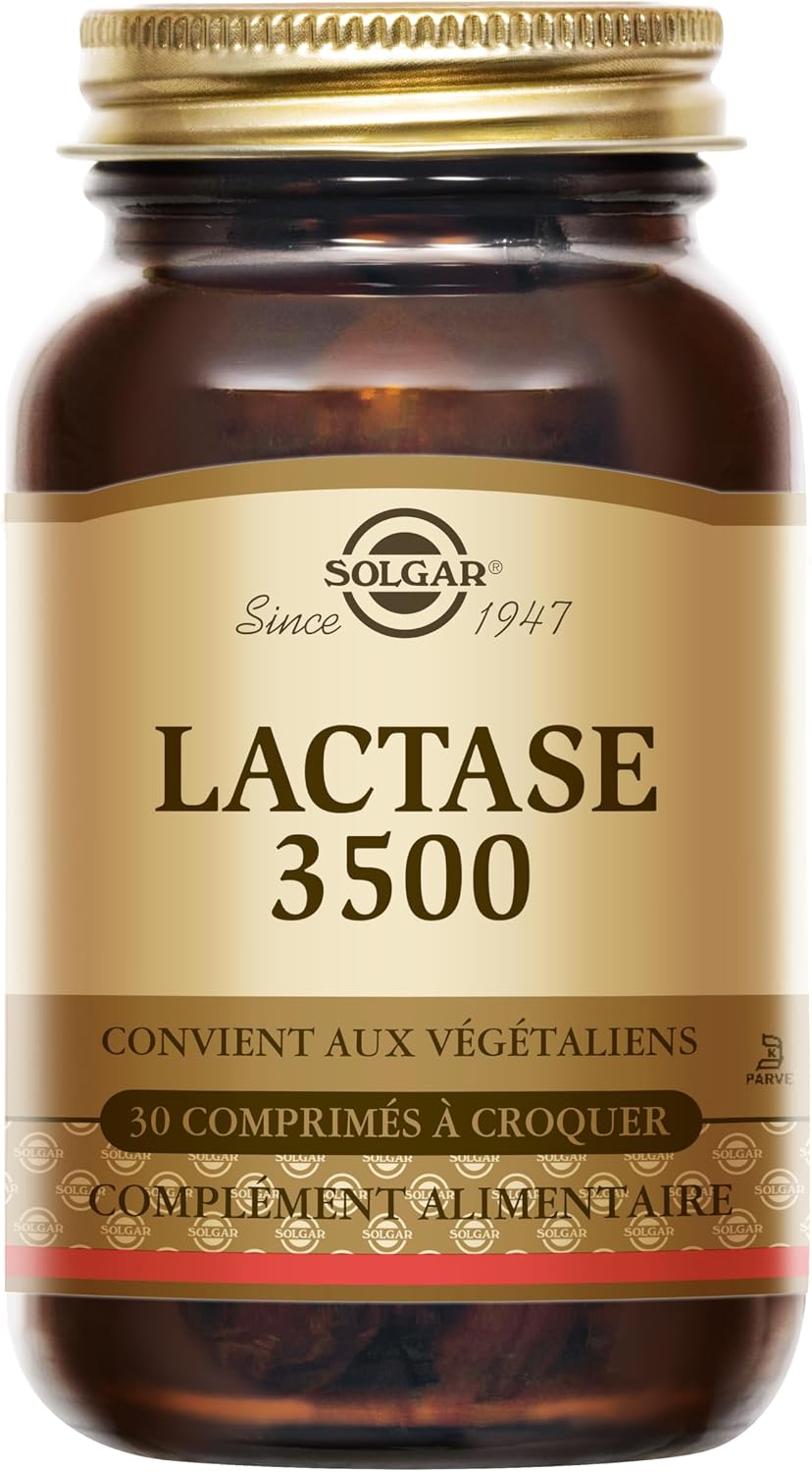 Solgar Lactase 3500 FCC – Improves Lactose Digestion – Digestive Enzyme – Suitable for Lactose Intolerance – Food Supplement – Bottle of 30 Chewable Tablets