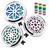 ttstar Car Diffuser Vent Clip - 30mm Aromatherapy Essential Oil Car Diffuser Vent Clips with 36 Refill Pads (3 Lotus Vent Clips, Metal) 3 Clips+36 Refill Pads