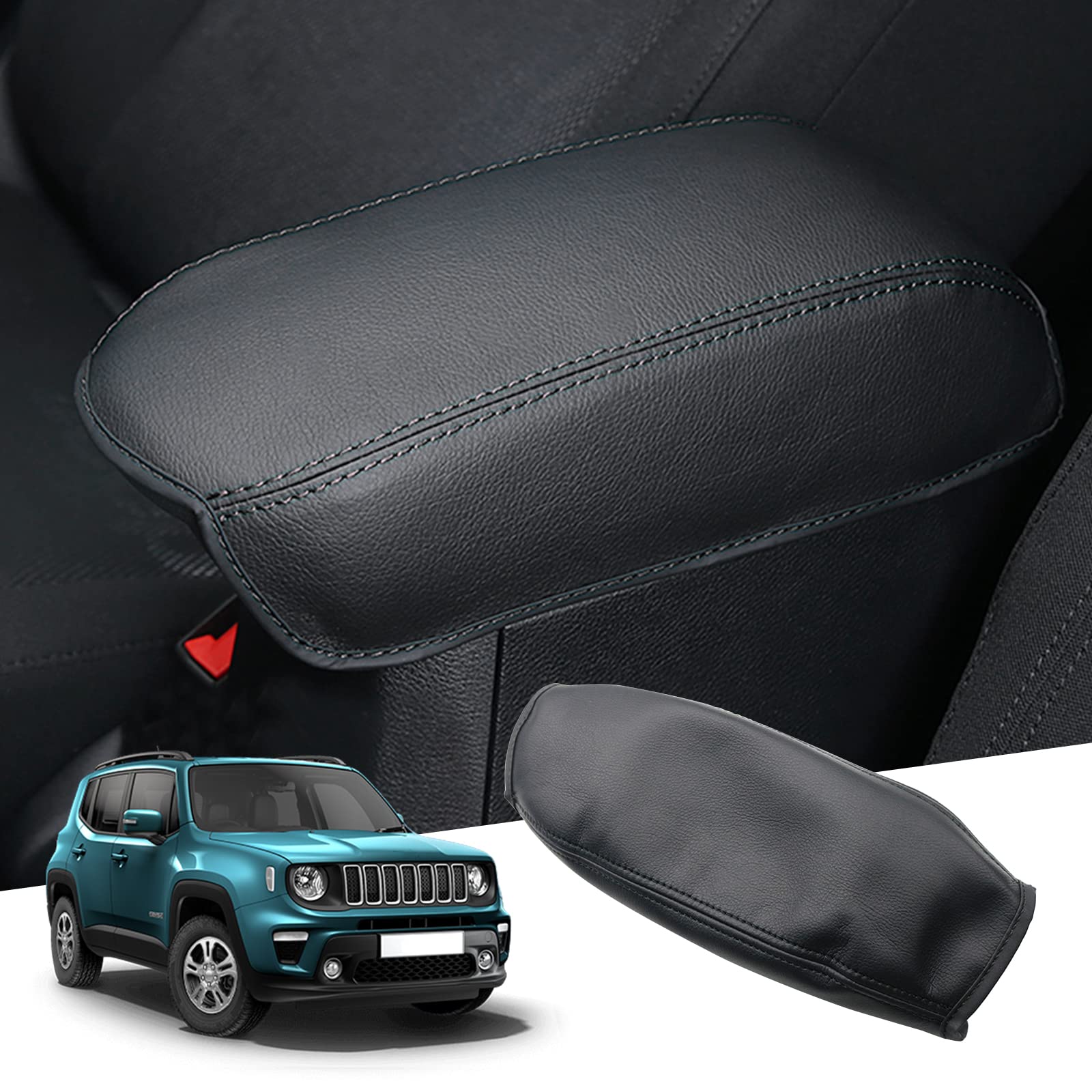 Copertura Per Bracciolo Auto Universale – 31x15 Cm, In Pelle Con Tasca, Antiscivolo, Traspirante, Colore Verde Scuro, Accessori Interni