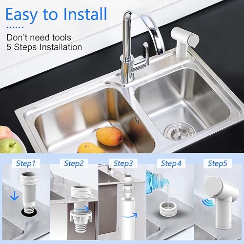 Miniatura 4 de W One Gear - Dispensador de jabón automático sin contacto para fregadero de cocina (con botella)