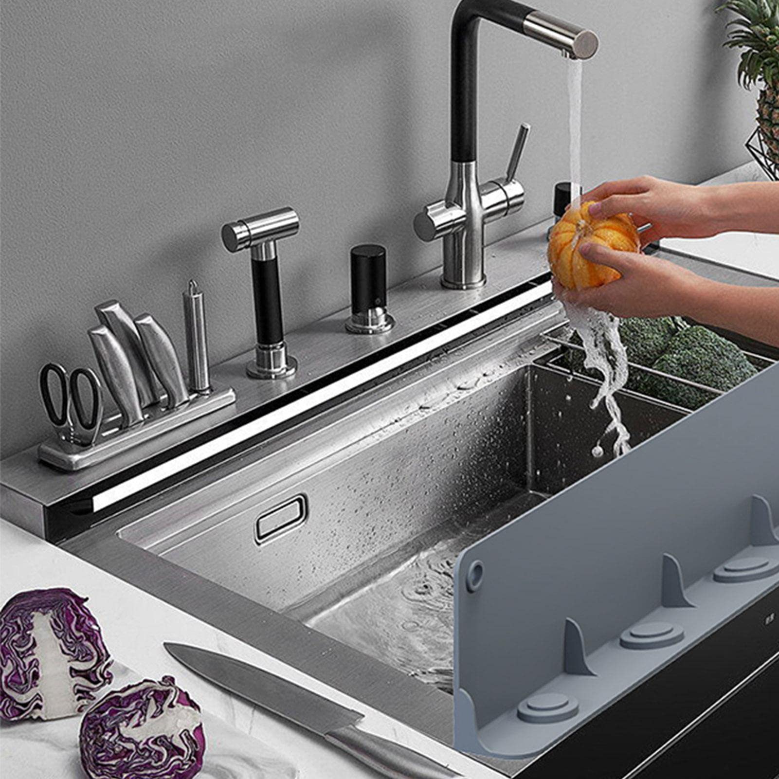 Silikon Spritzschutz Für Küchenspüle – Transparent, Anpassbar, Schützt Vor Wasserspritzern