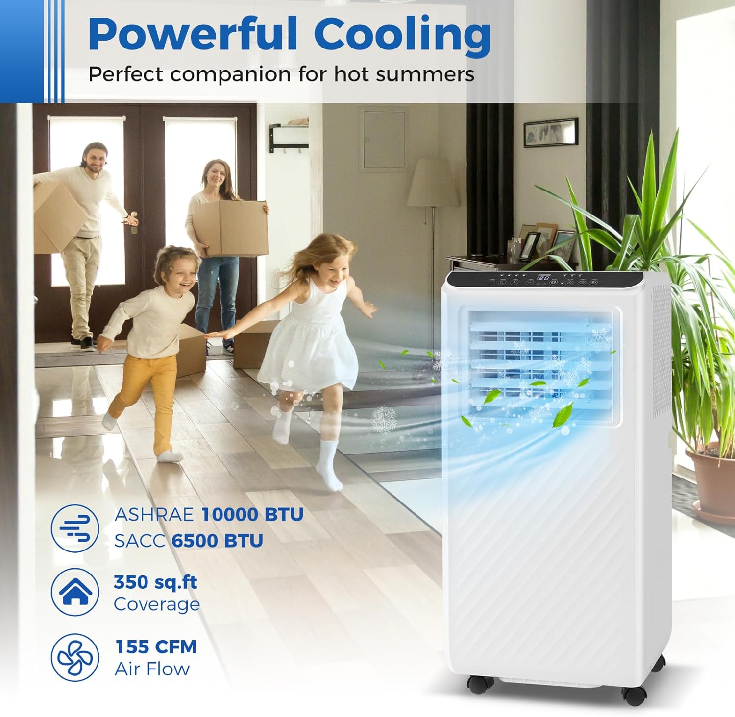 KOTEK Portable Air Conditioners, Cools up to 350 Sq.Ft, 8000 BTU 3-in-1 AC Unit for Bedroom with Dehumidifier, Fan & Sleep Mode & Window Kit, Room Air Conditioner Portable for Home Office (10000BTU)