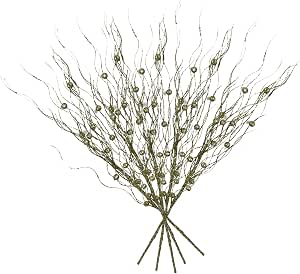 4Pcs Artificial Christmas Glitter Stems - Curly Twigs Ting Ting Branch Picks For Tree Top, Vase, And Holiday Decor (Royal Blue)
