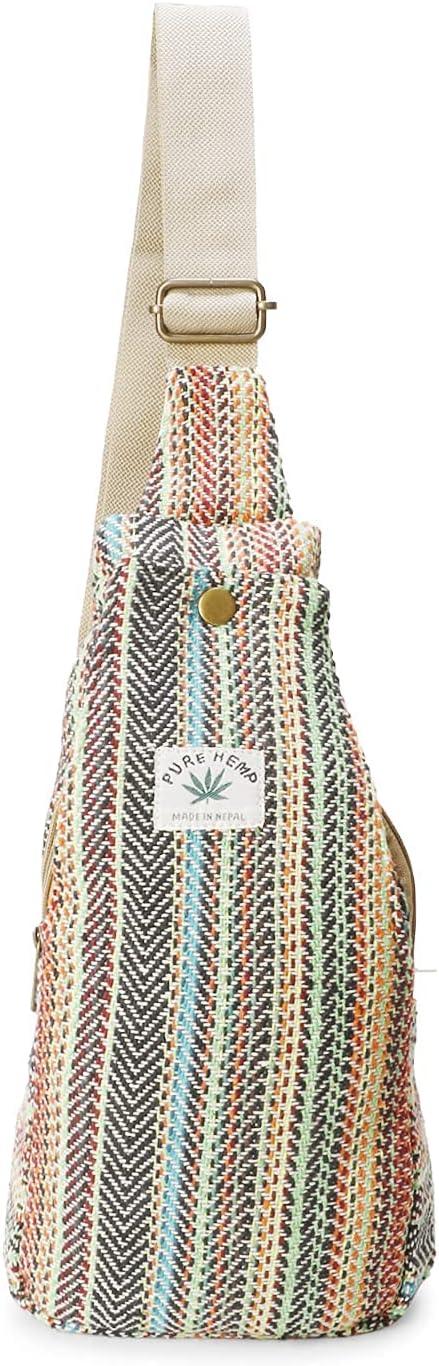 Hemp Sling Backpack- Hemp Cross body Bag- Hemp Shoulder Backpack Adjustable Strap for Men & Women