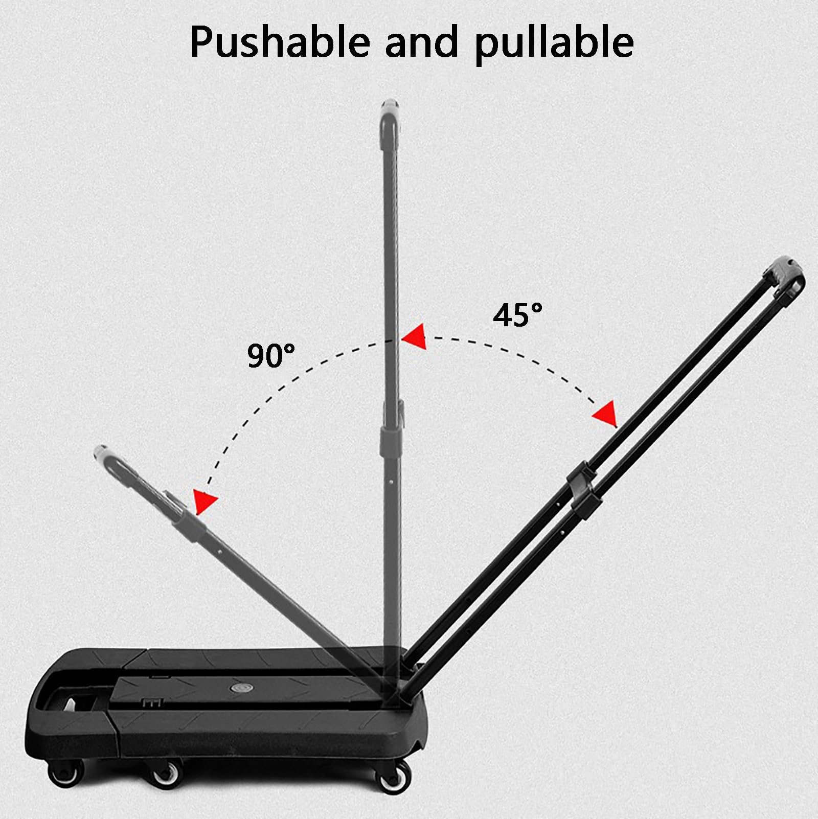 Carrello a mano pieghevole, con piattaforma, capacità di carico 150 kg, 6 ruote in TPR, facile da stare, ideale per casa/mercato/campeggio (nero)