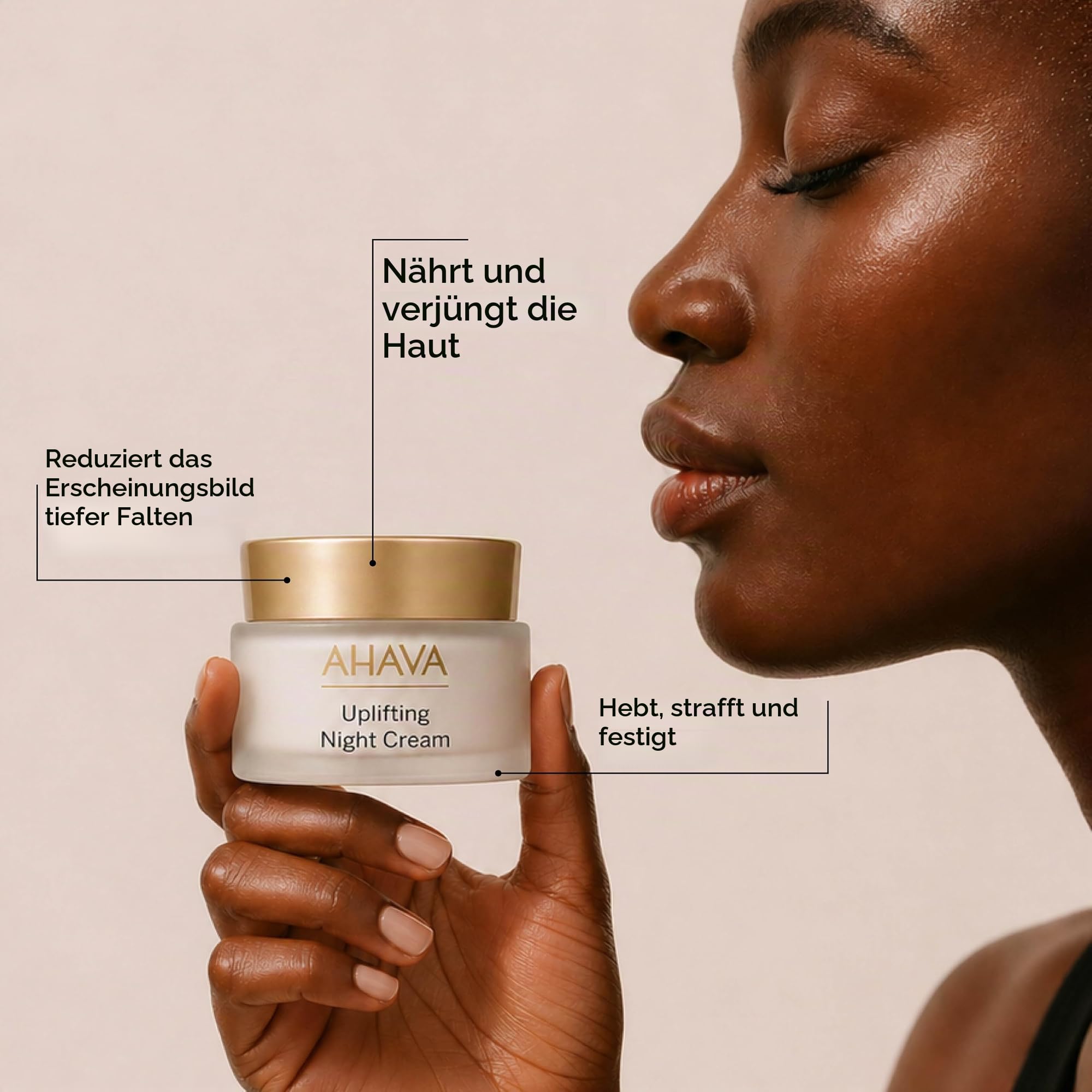 AHAVA Uplift Nachtcreme - Reichhaltige Creme für Straffung & Festigkeit, Anti-Aging Gegen Tiefe Falten, mit Osmoter, Tripeptid 38 & Shea Butter, 1.7 fl.oz