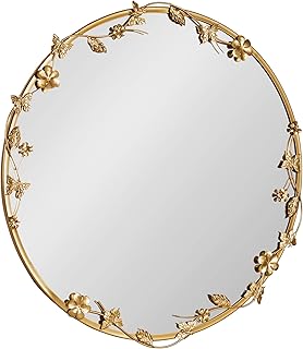 12 Rose Gold Bathroom Decor Ideas for a Soft Luxury Touch 2 Kate and Laurel Rosella Modern Ornate Round Wall Mirror, 26 Inch Diamete...