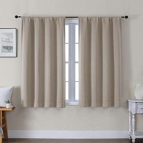 Miniatura 34 de Gwine - Cortinas opacas negras para dormitorio de 84 pulgadas de largo, juego de 2 paneles, cortinas sólidas reductoras de ruido con aislamiento
