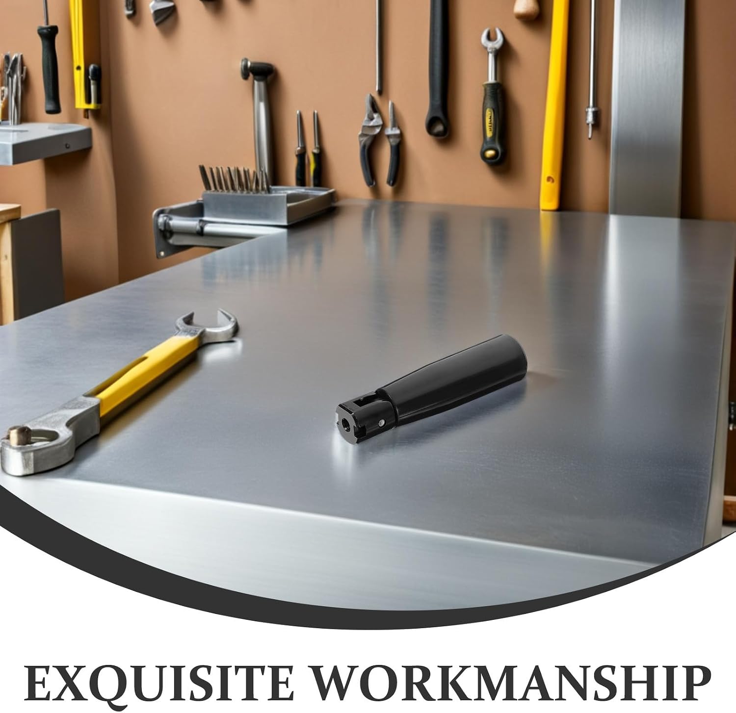 Black Foldable Lathe Crank Handle with Rotating Grip, Nylon