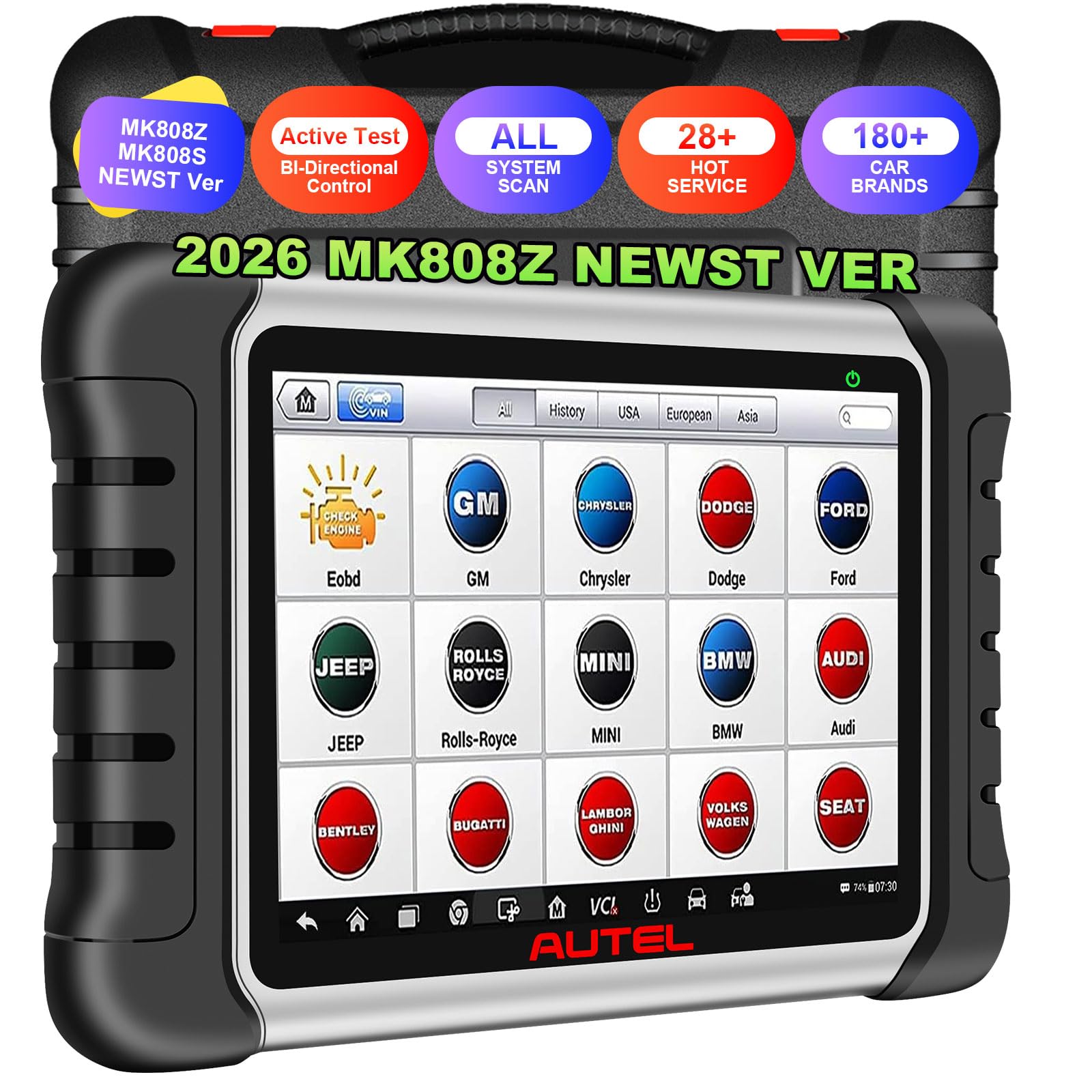 Autel Obd2 Scanner Diagnostic Tool MaxiCOM MK808Z: 2026 Bidirectional Scan Tool, 28+ Service, Active Tests Scanner for Car, All System OBD2 Diagnostics Car Scanner for DIY, Mechanic and Small Shops
