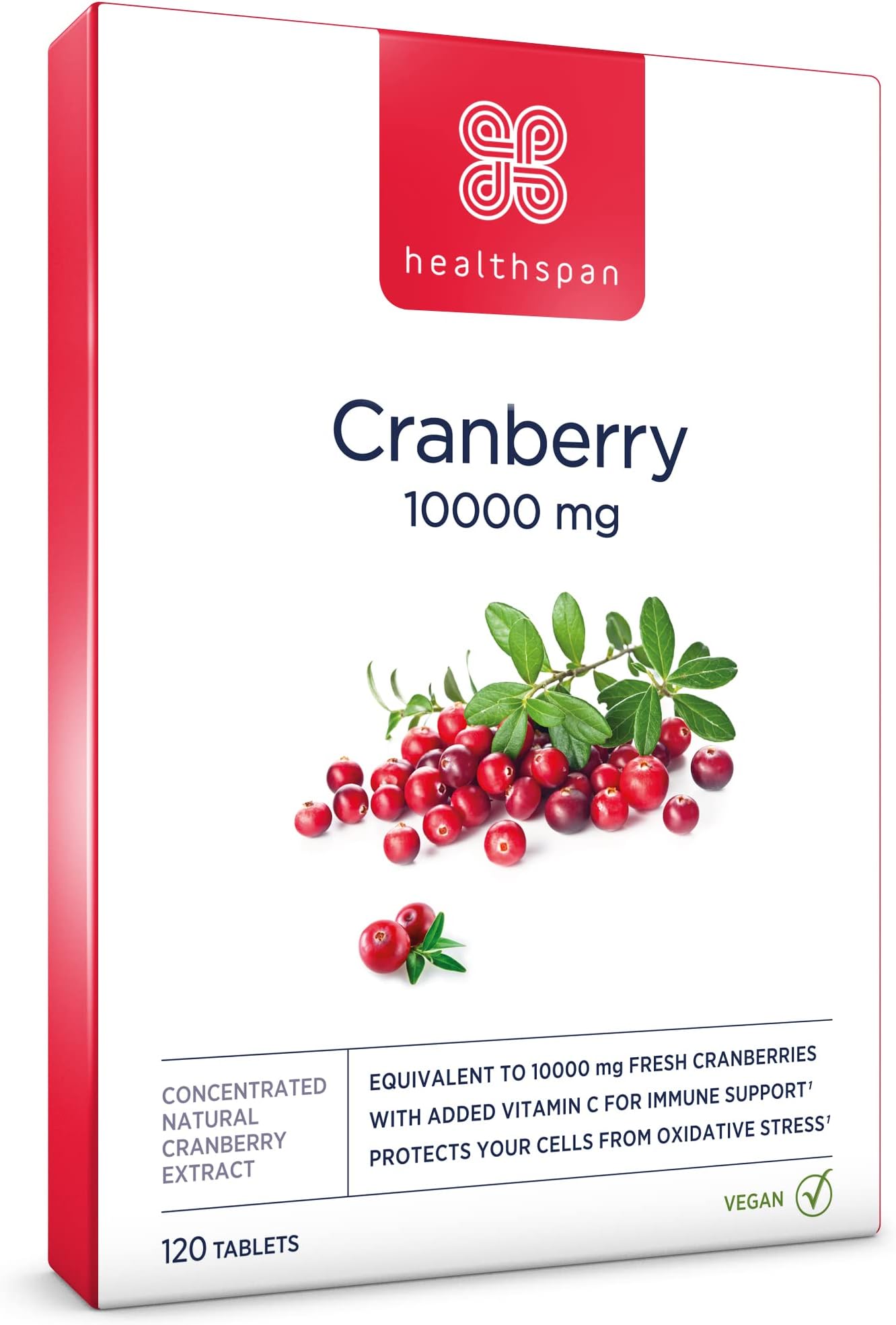 Cranberry 10,000mg | 120 Tablets | 10,000mg Whole Cranberries| Support for Your Wellbeing and Immune Health | Added Vitamin C | Vegan