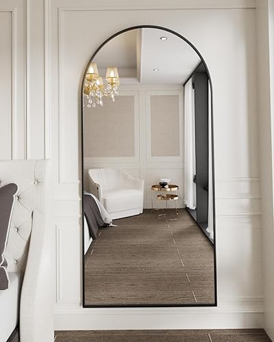 Miniatura 9 de BEAUTYPEAK Espejo de cuerpo completo con arco de 71 x 30 pulgadas, espejo de pared para colgar o inclinar con parte superior arqueada con soporte