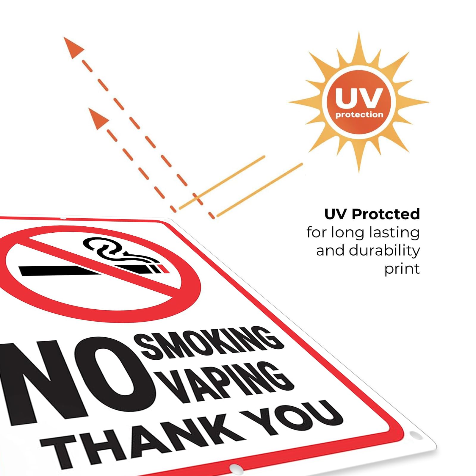 OLANZU No Smoking No Vaping Schild – Aluminium, 25,4 X 17,8 Cm, Für Innen & Außen