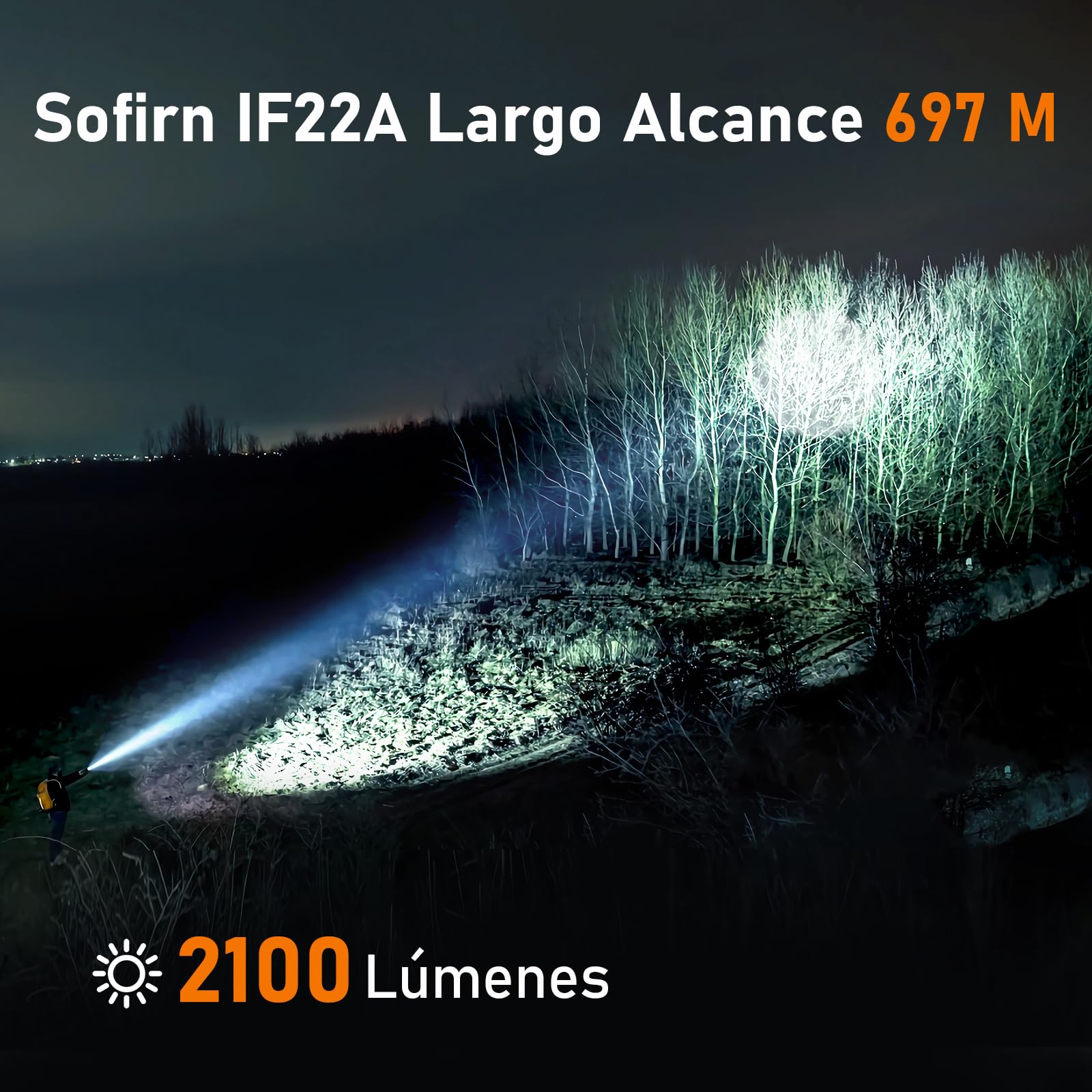 Sofirn Linterna Led Recargable 2100 Lúmenes, IF22A TIR Versión Exteriores Linterna Lanzadora USB C Manejable Ligera Ultra Brillante con 6 modos