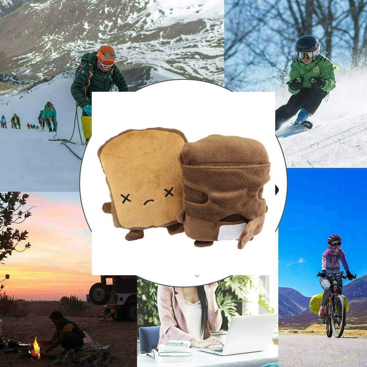 USB Hand Warmers Cute USB Heating Gloves Half Wearable Fingerless 5V USB Powered Heated Hand Warmer Gloves with Gift Box for Women and Children Winter Fashion (Brown)