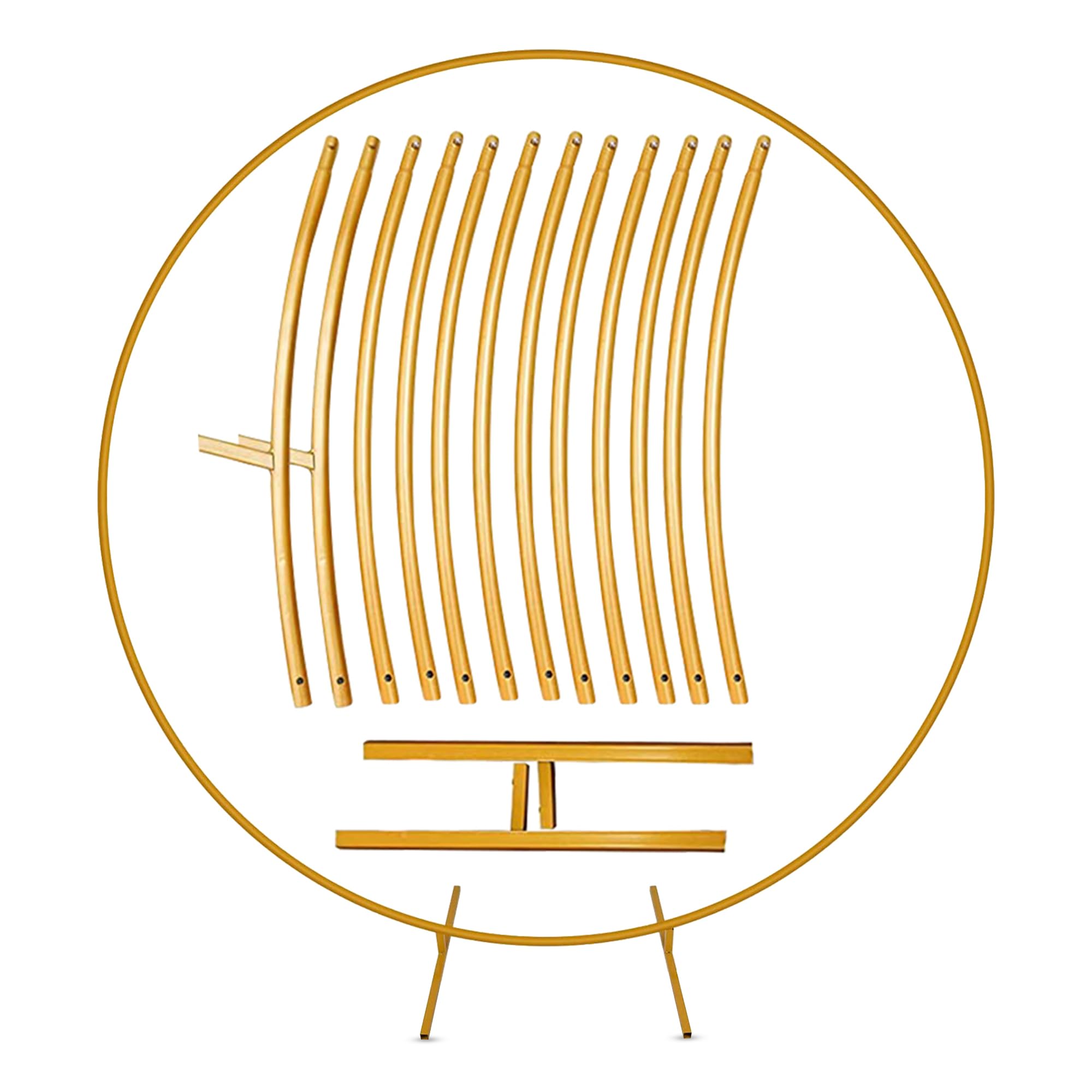 Trimming Shop Round Metal Balloon Arch Frame with Floor Base Gold 200CM