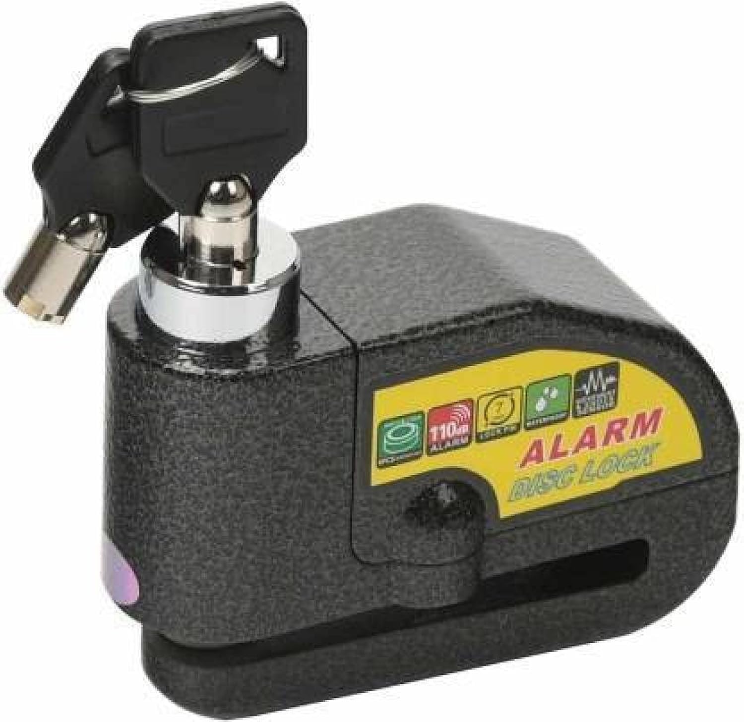 Metal Bike Disc Lock,Anti-Theft Waterproof Disc Brake 110Db Alarm Lock for Motorbike Scooter,Polished Finish,Black