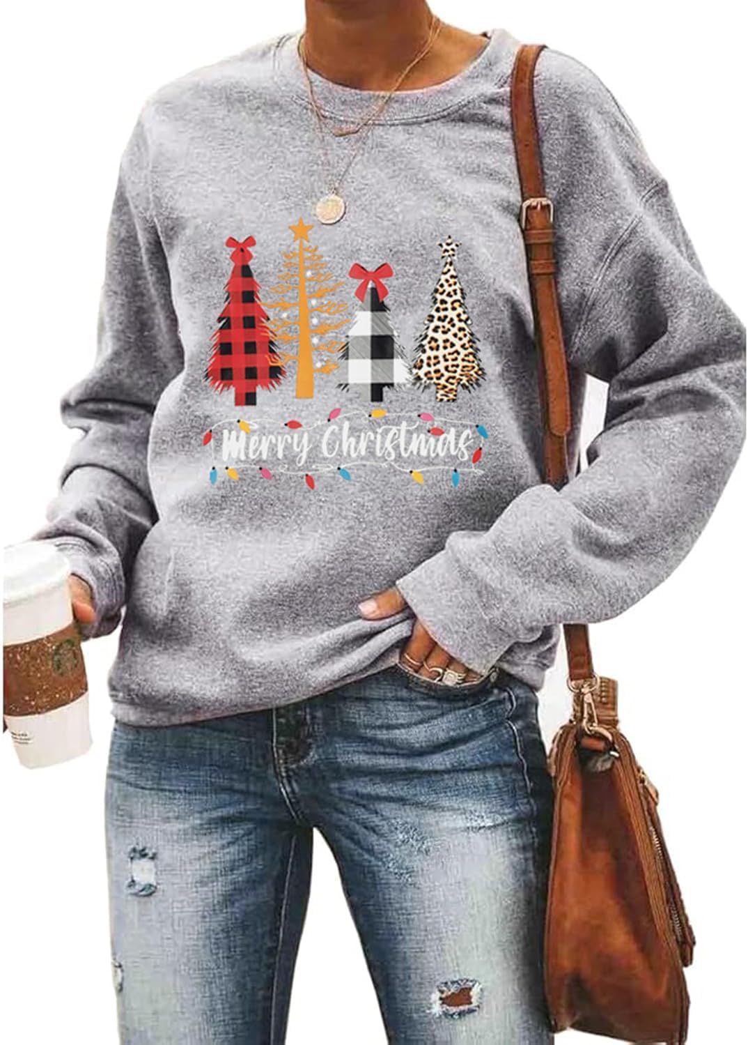 Barlver Women Christmas Sweatshirt Xmas Fleece Warm Vacation Tunic Sweater Shirt Christmas Graphic Pullover Top
