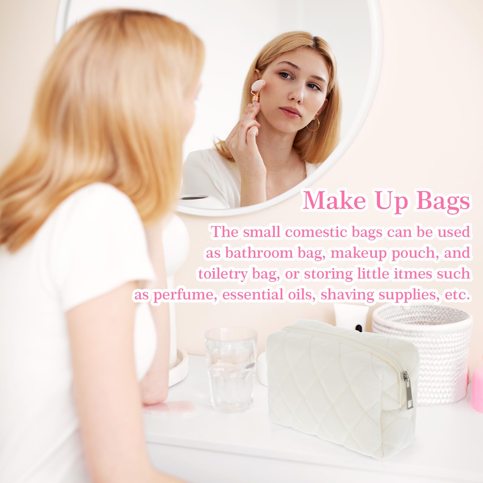 Gjinxi Cosmetics Bag, Small Fluffy Makeup Bag - Image 4