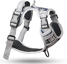 HEELE Dog Harness, No Pull Dog Harness Camouflage Ex-Large, Release on Neck, Front Back Clips Dog Vest Harness Reflective Adjustable Padded, Easy Control Handle for Walking Training, Camo Grey, XL