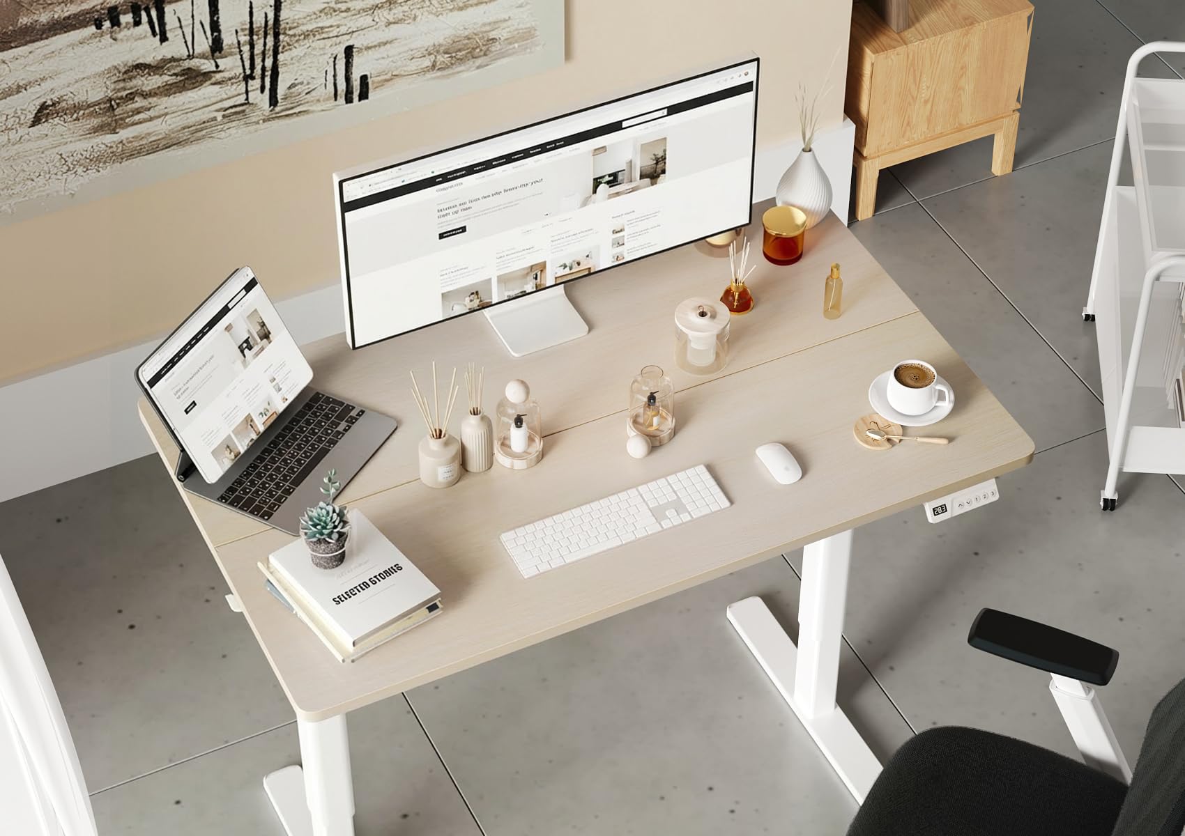 Claiks Electric Height Adjustable Standing Desk, 32x19 Inch, Nature view 8