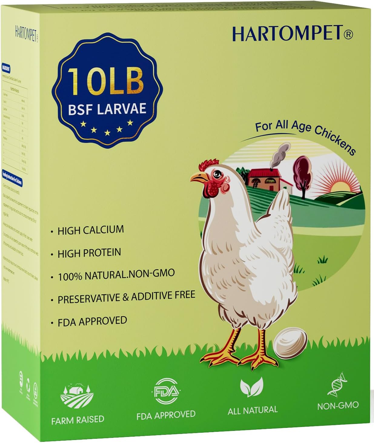 10LB Dried Black Soldier Fly Larvae, Non-GMO & Nutrient-Packed Chicken Feed, Strong Egg Production and Health, Rich in Calcium for Healthy Hens & Ducks, 80X Calcium vs Mealworms