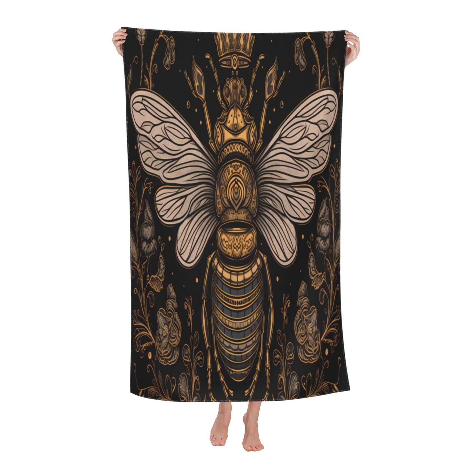 LSRCPD Beach Towels Bee With Qu-En Swim Bath Yoga Gym For Adults Men 80X130Cm
