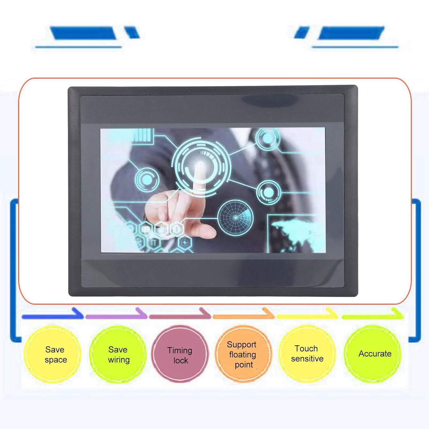 HMI HMI TFT LCD Display Module Touchscreen Monitor 7in PLC Control Screen 12 in 8 Out DC 24V 5A Relay Output Module for FX3U‑20/40/48MRT