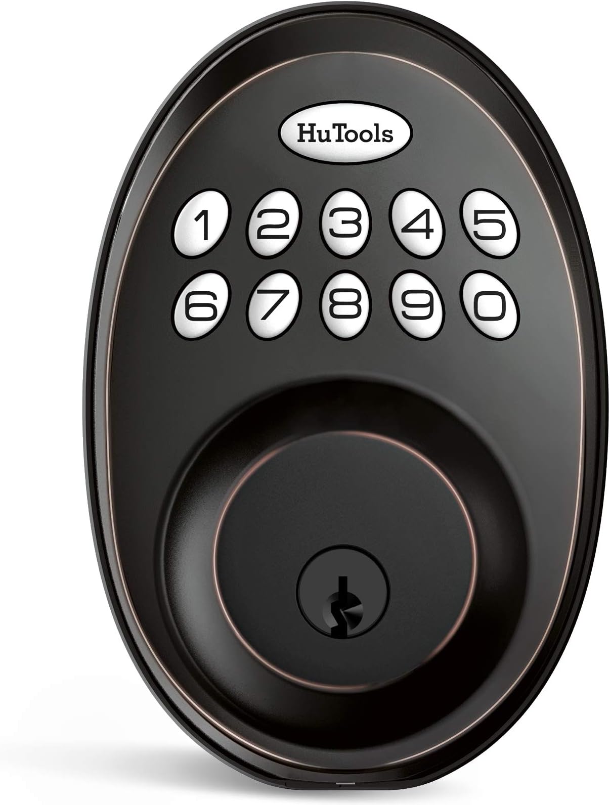 Keyless Entry Door Lock Deadbolt, HuTools Gate Locks with Keypads, Electronic Keyed Lock with 20 User Codes, Auto Lock, 1 Time Code, 1 Button Locking, Oil Rubbed Bronze