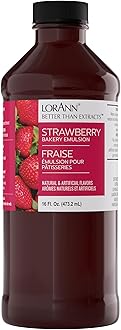 LorAnn Oils Strawberry Bakery Emulsion: True Essence, Ideal for Boosting Fruit Tones in Cakes, Cookies & Desserts, Gluten-Free, Keto-Friendly, Extract Substitute Essential for Your Kitchen, 16 Oz