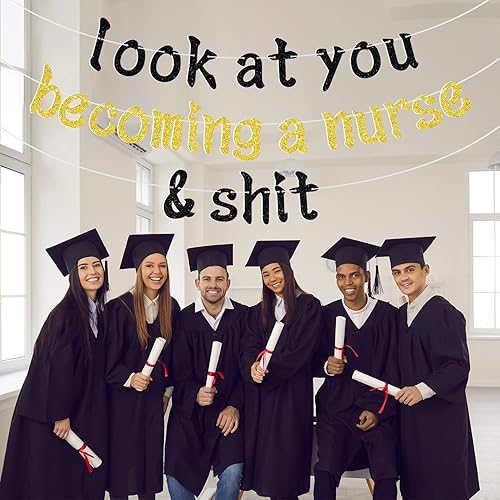 Miniatura 2 de Cartel con texto en inglés Look at You Becoming a Nurse, Future Nurse, Felicitaciones 2024 para la escuela de enfermería, suministros de decoración
