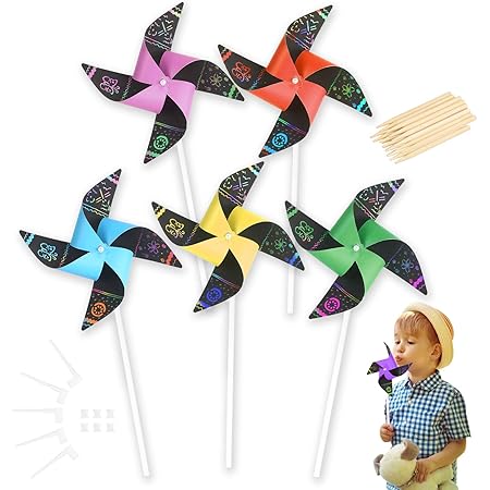 Zerhok 24stk Kinder Regenbogen Kratzbilder Set Regenbogen Kratzen Papier Windrad Diy Kratzpapier Windmuhle Scratch Art Basteln Fur Geschenk Garten Party Kindergeburtstag Amazon De Spielzeug