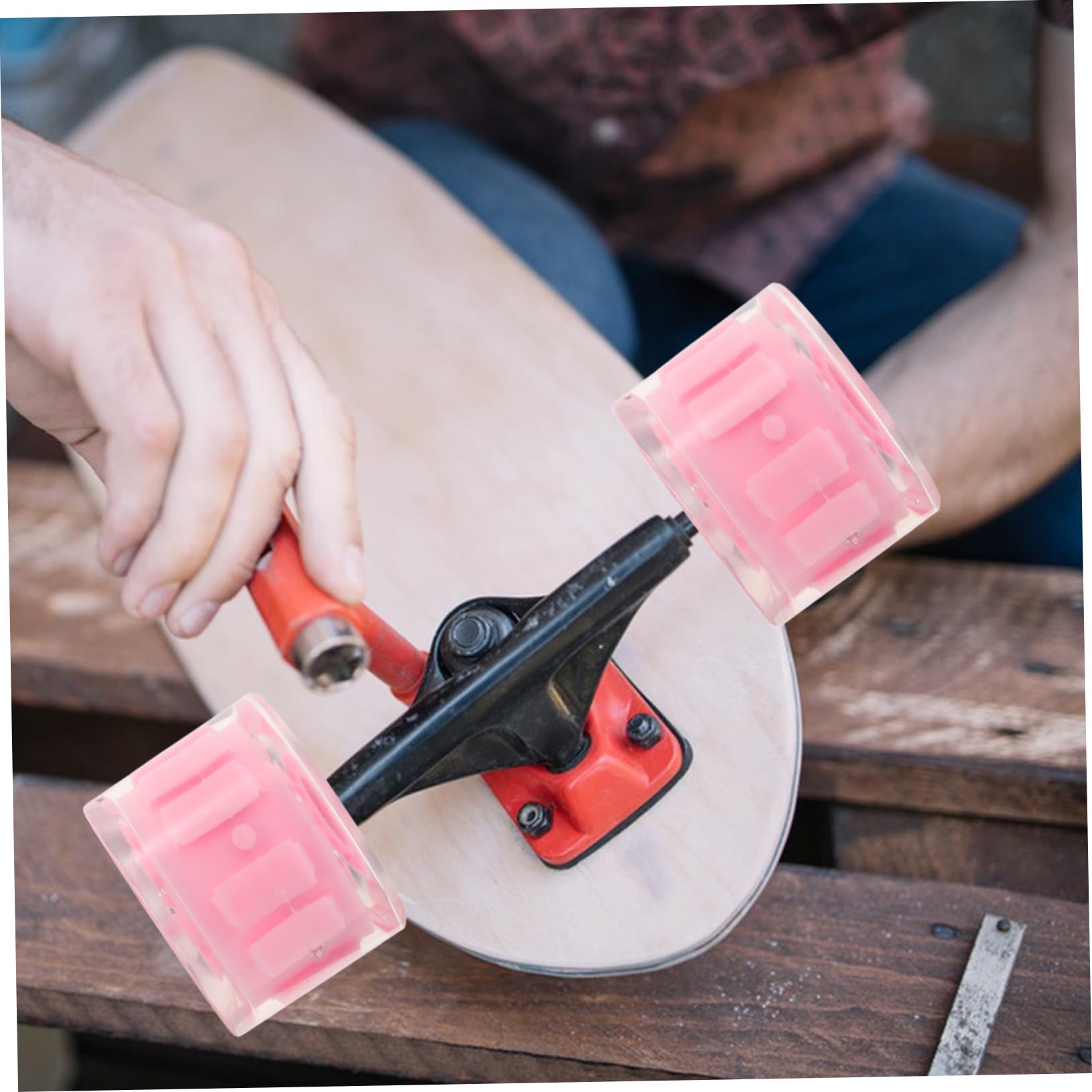 SUPVOX 4 Piezas Ruedas Longboard con Luz LED Parpadeante Ruedas de Repuesto para Skateboard PU Duraderas con Agarre Mejorado para Cruising y Skate Calles Color Rosa