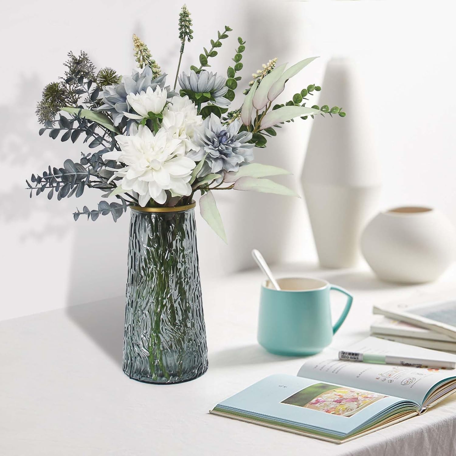 Leftover Fake Flowers in Vase,Faux Flowers in Vase,Table Centerpieces for Dining Room,Flower Centerpieces for Tables,Artificial Flowers,Kitchen Decor,Coffee Table Decor - Image 5