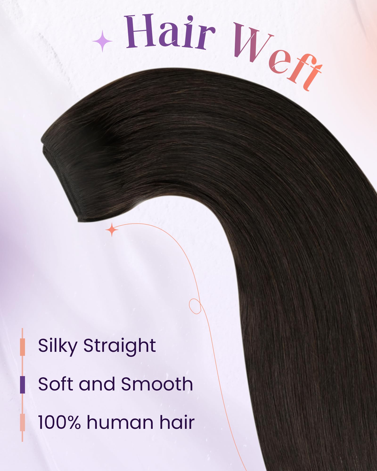 LaaVoo Extension Capelli Veri Tessitura 60cm 120g Marrone Scuro Extension Tessitura Capelli Veri Matassa Extension Capelli Veri Lisci Estensioni Eeali Dei Capelli Umani #2